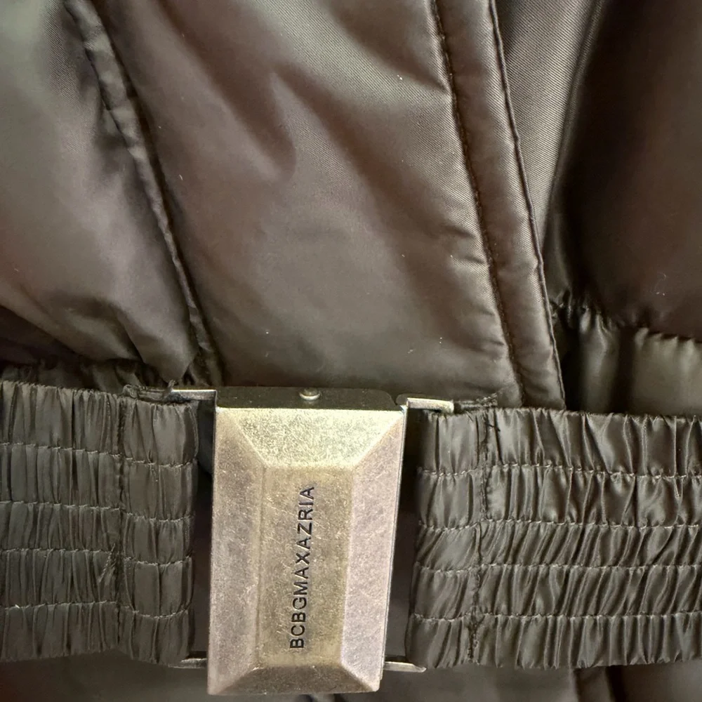 BCBGMaxAzria Dark Army Green Puffer Vest with Belt - Picture 4 of 10